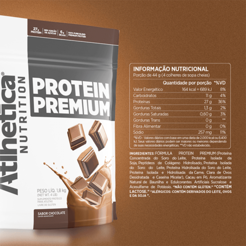 Proteina Premium 4 libras Chocolate Atlhetica. Información Nutricional